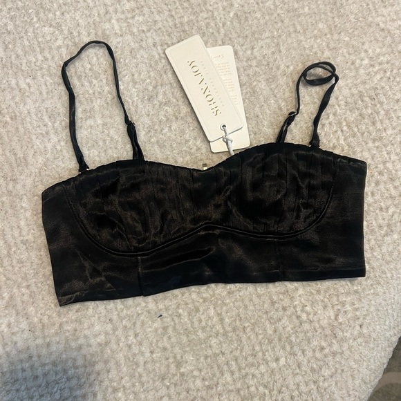 NWT Shona Joy La Lune Corded Ruched Bralette - Black - Size 2 - Picture 6 of 9